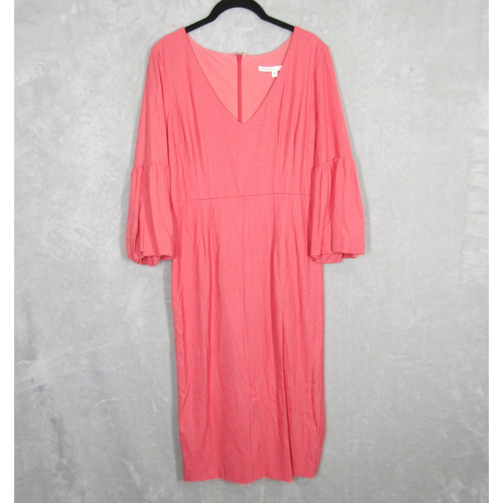 Veronica Beard Amalita Coral Pink Dress Size 6 V Neck Bell Sleeve Career